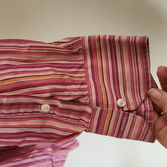 Polo Ralph Lauren pink vertical stripes men's casual button-down shirt, XL - Picture 5 of 9